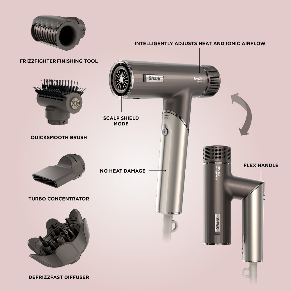 Shark SpeedStyle Pro Flex 4-In-1 High-Velocity Hair Dryer Mocha/Silver